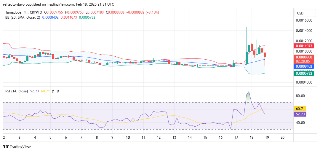 Tamadoge (TAMA/USD) Surges, Seeks Higher Support