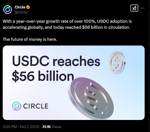USDC Reaches All-Time High of $56.4B, Marking Full Recovery From Banking Crisis