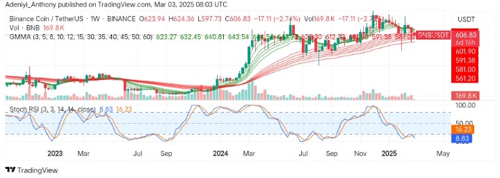 BNB (BNB/USDT) Faces Strong Sell-off; Struggles to Break Above $602