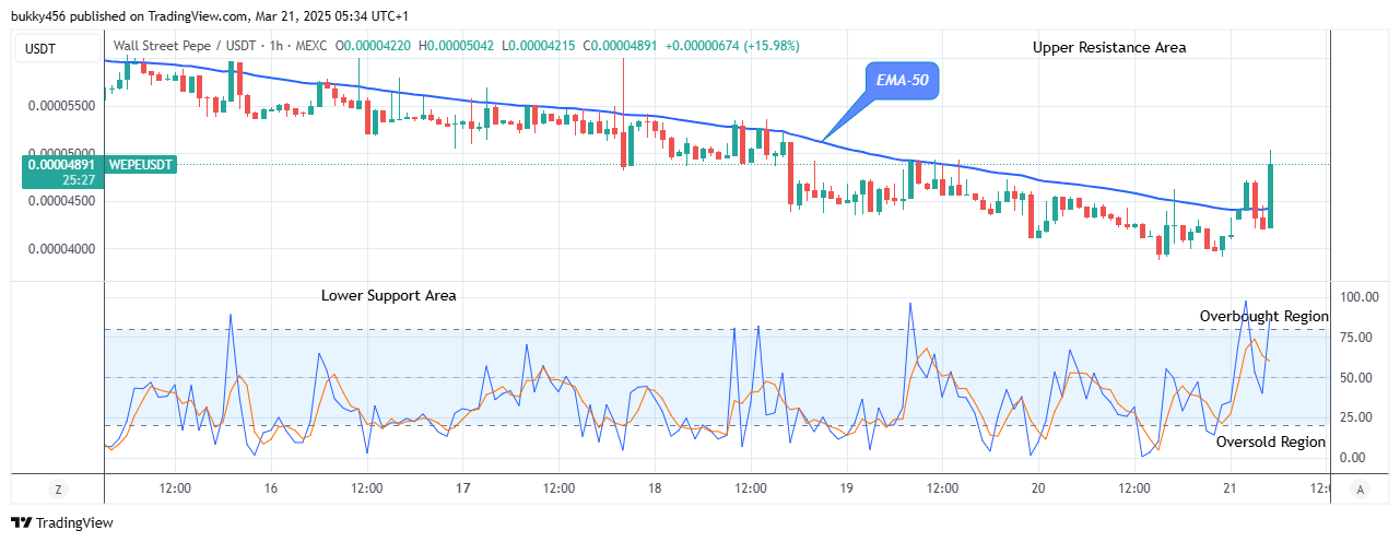Wall Street Pepe Price Prediction for Today, March 22: WEPEUSD Looks Good for Long at $0.0000504 Price Level