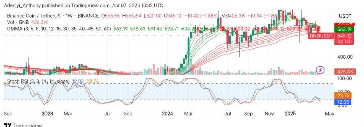 BNB (BNB/USDT) Slips Below Key Moving Averages, Targets Immediate Support Levels