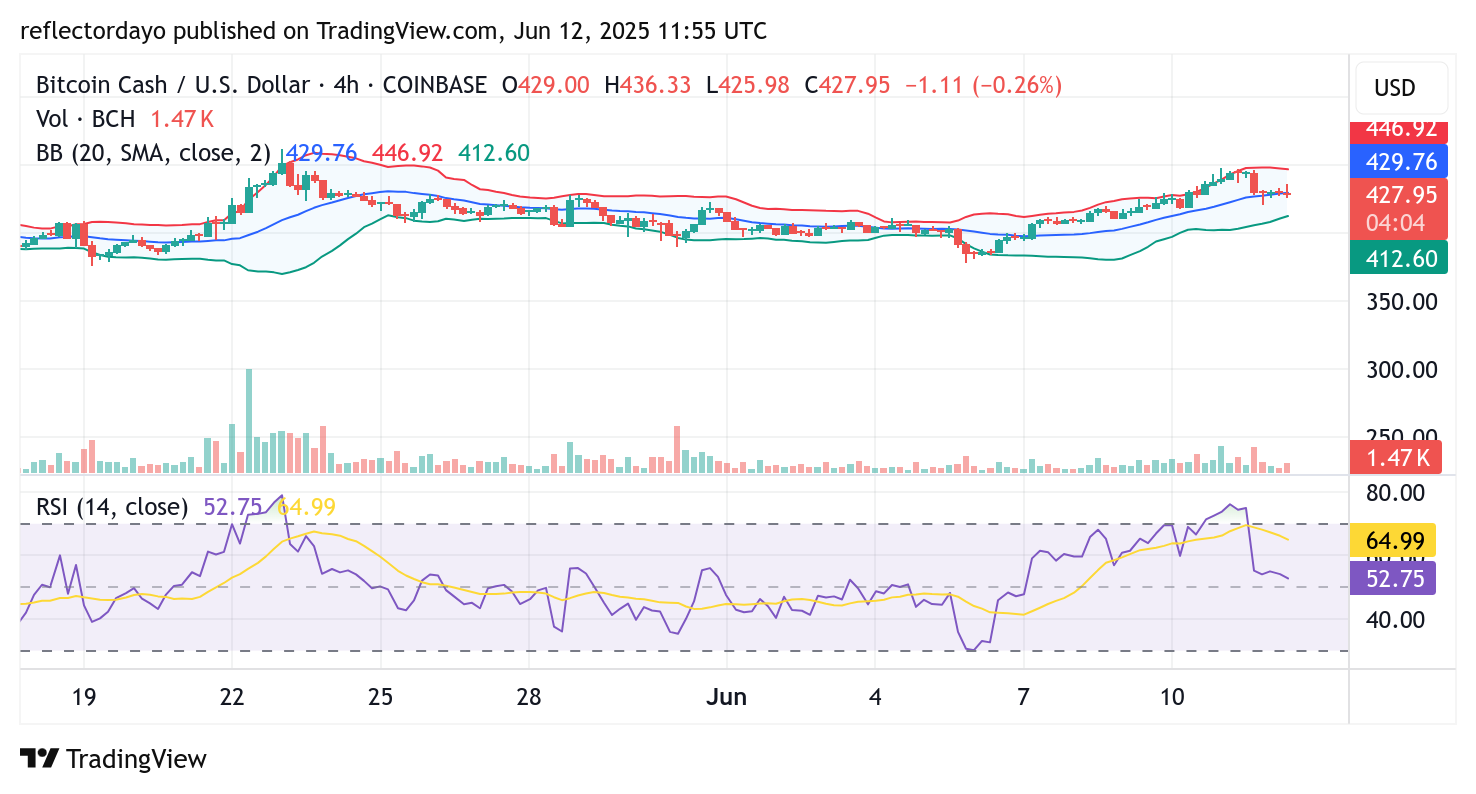 Bitcoin Cash (BCH/USD) Gains Momentum as It Challenges Key $450 Resistance