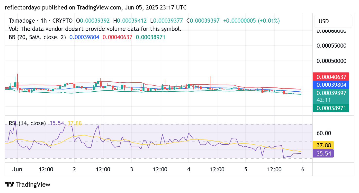 Tamadoge (TAMA/USD) Continues Consolidation as Bears Challenge Key $0.00040 Support