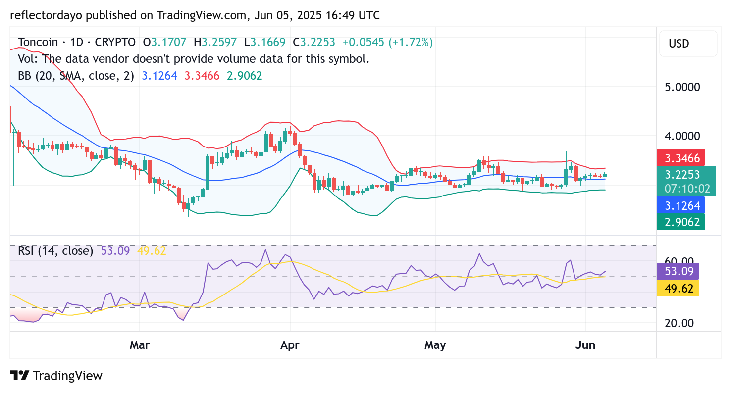 Toncoin (TON/USD) Holds Steady Around $3.00 Amid Prolonged Consolidation