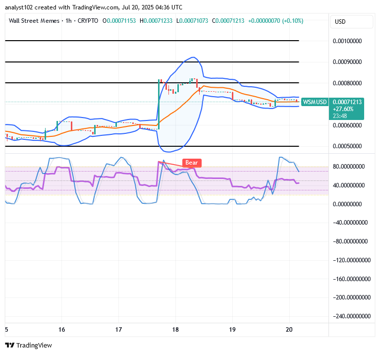 Wall Street Memes (WSM/USD) Trade Shifts, Driftingly Bounces
