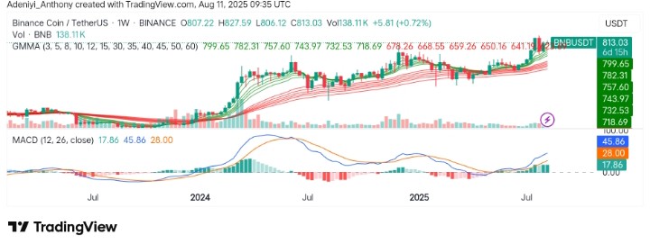 BNB (BNB/USDT) Hopes for More Upward Trajectory Beyond $800