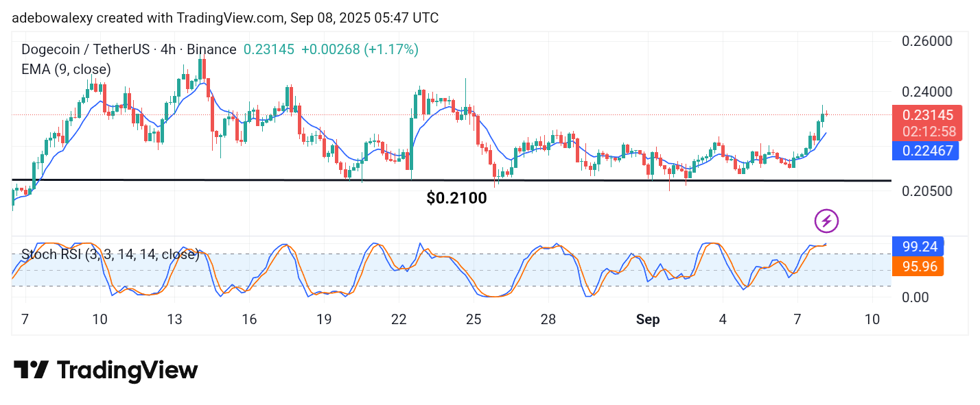 Dogecoin (DOGE) Price Prediction: DOGE/USDT Charges Toward the $0.2500 Mark
