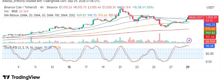 BNB (BNB/USDT) Trend Set to Continue Beyond $1,000: What's Next?