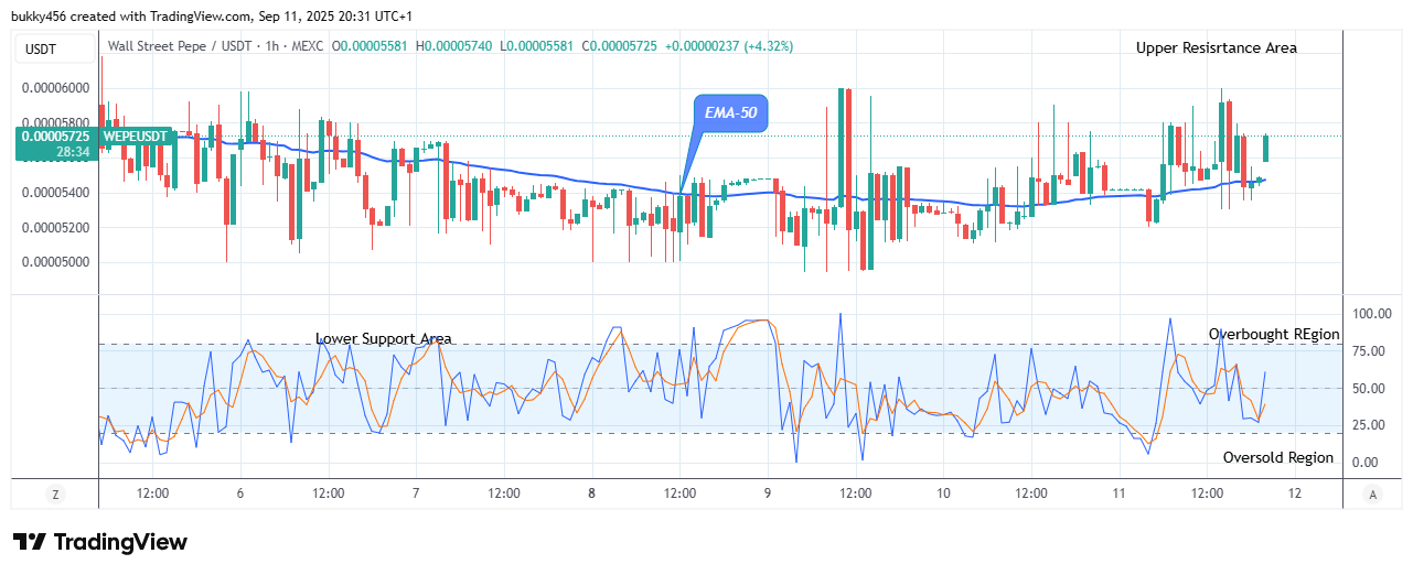 Wall Street Pepe Price Prediction for Today, September 13: WEPEUSDT Price to Revisit the $0.0000819 Resistance Value