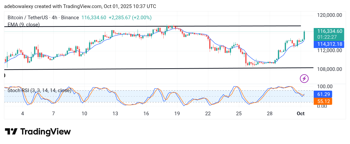 Bitcoin (BTC) Price Prediction: BTC/USDT Edges Strongly Toward the $117,000 Mark