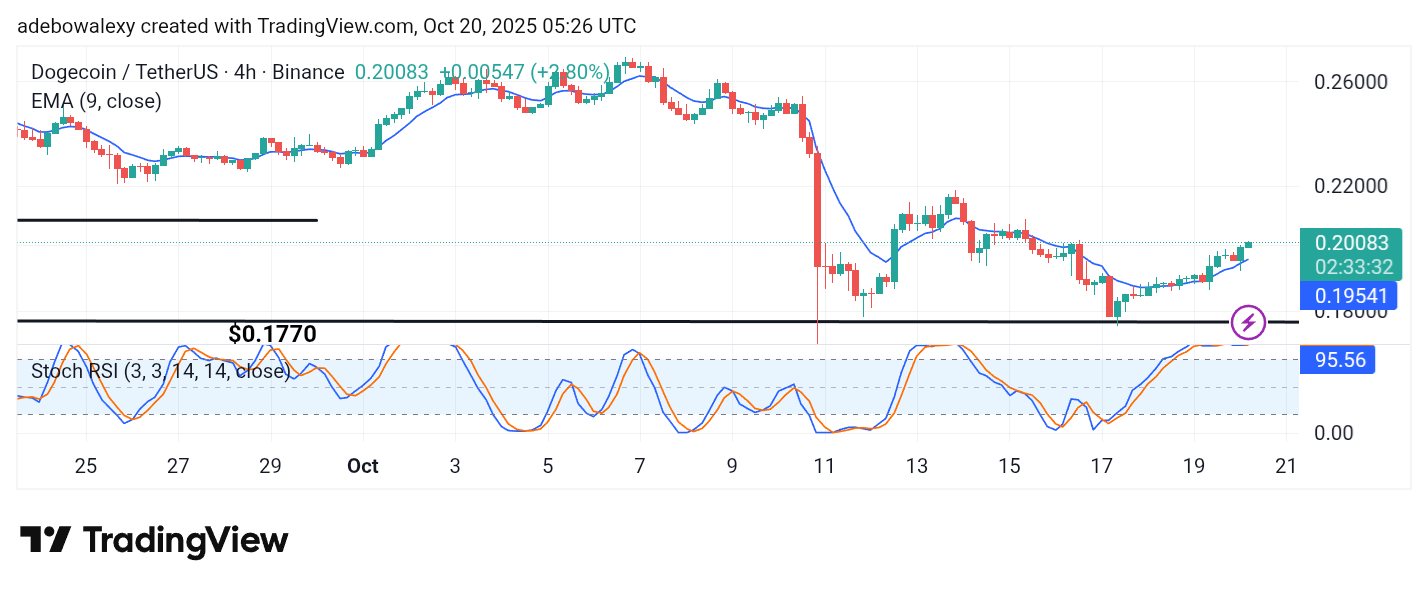 Dogecoin (DOGE) Price Prediction: DOGE/USDT Commences Trading Above the $0.2000 Mark