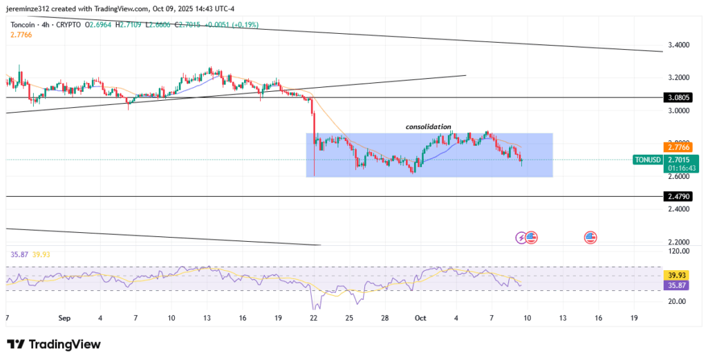 ‎TONCOIN Faces Renewed Downward Pressure as Bearish Momentum Deepens