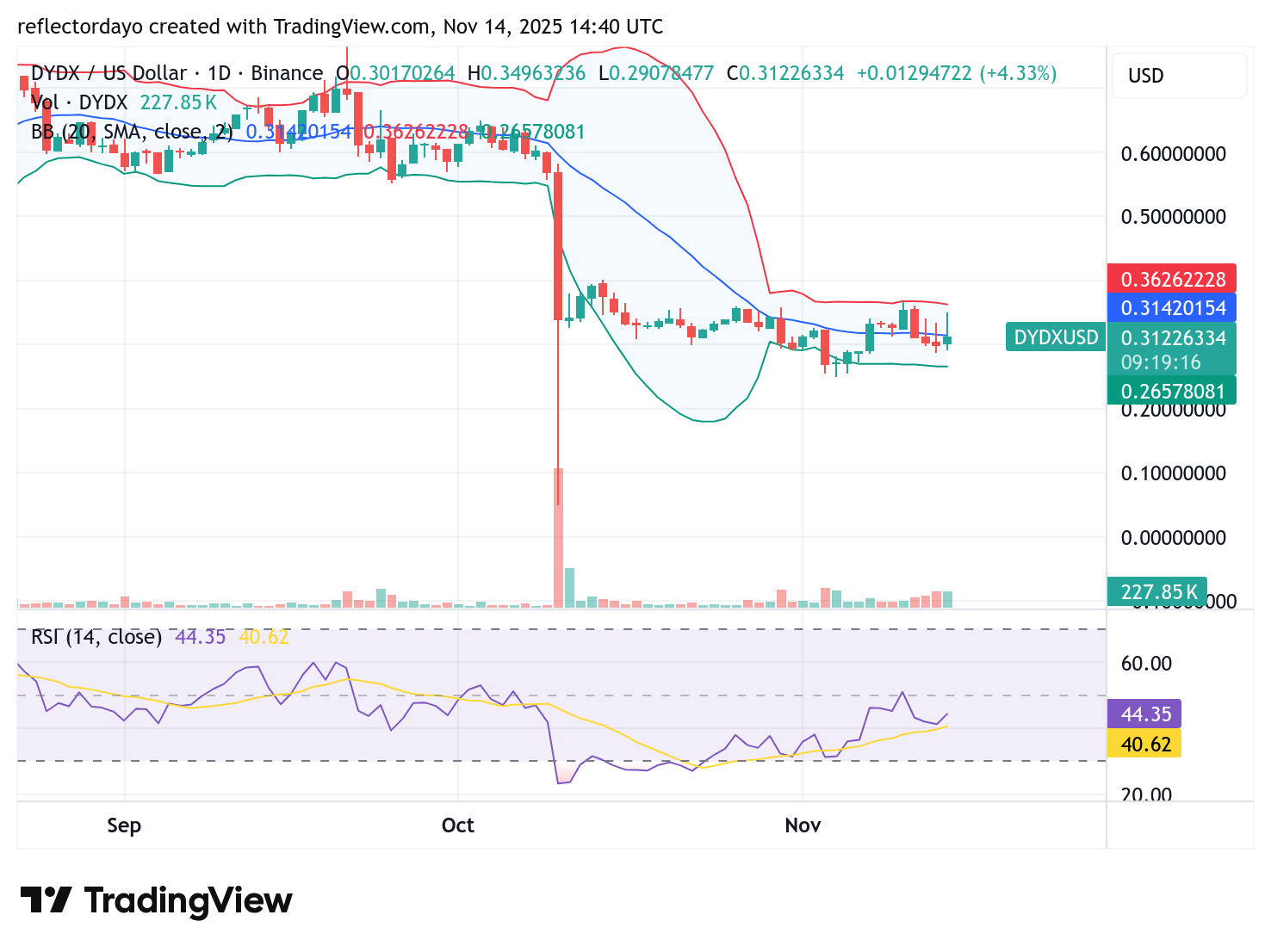 dYdX Market (DYDX/USD) Secures Strong Support at $0.30