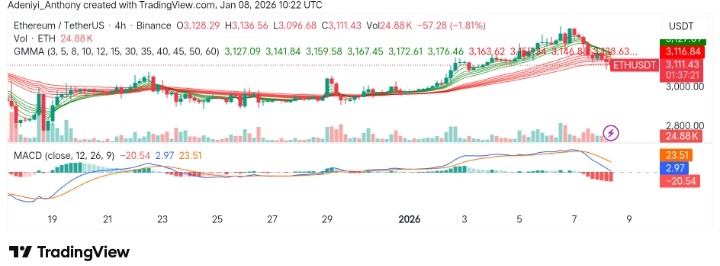 Ethereum (ETH/USDT) Struggles to Continue Rally as Bullish Momentum Drops