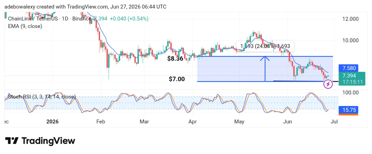 A 24-Hour Chart of the Chainlink Market