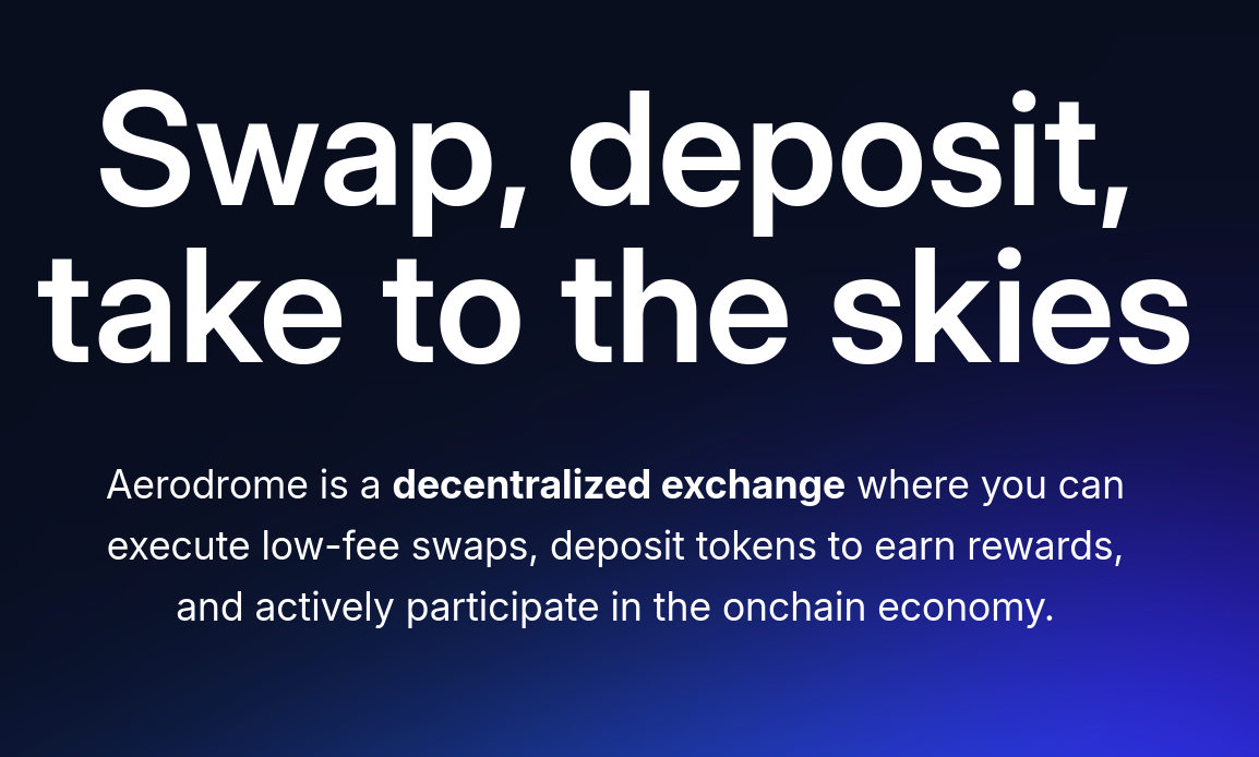 A quick look at the AERODROME Finance platform.