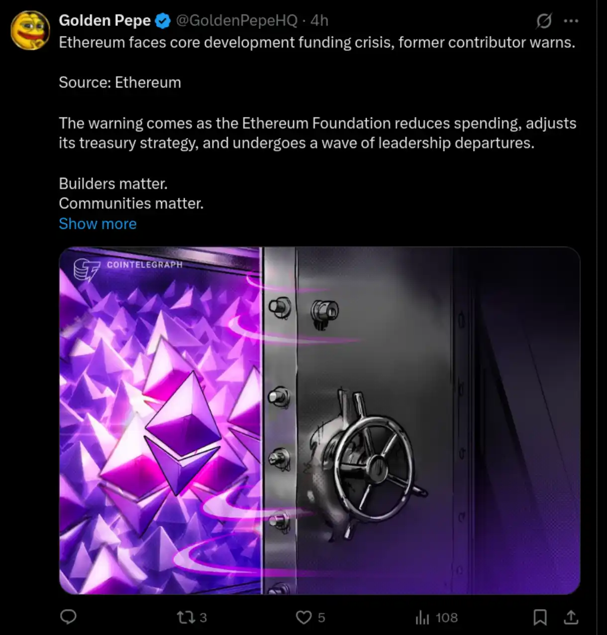 This X post raises concerns about the recent exodus of top tech personalities.