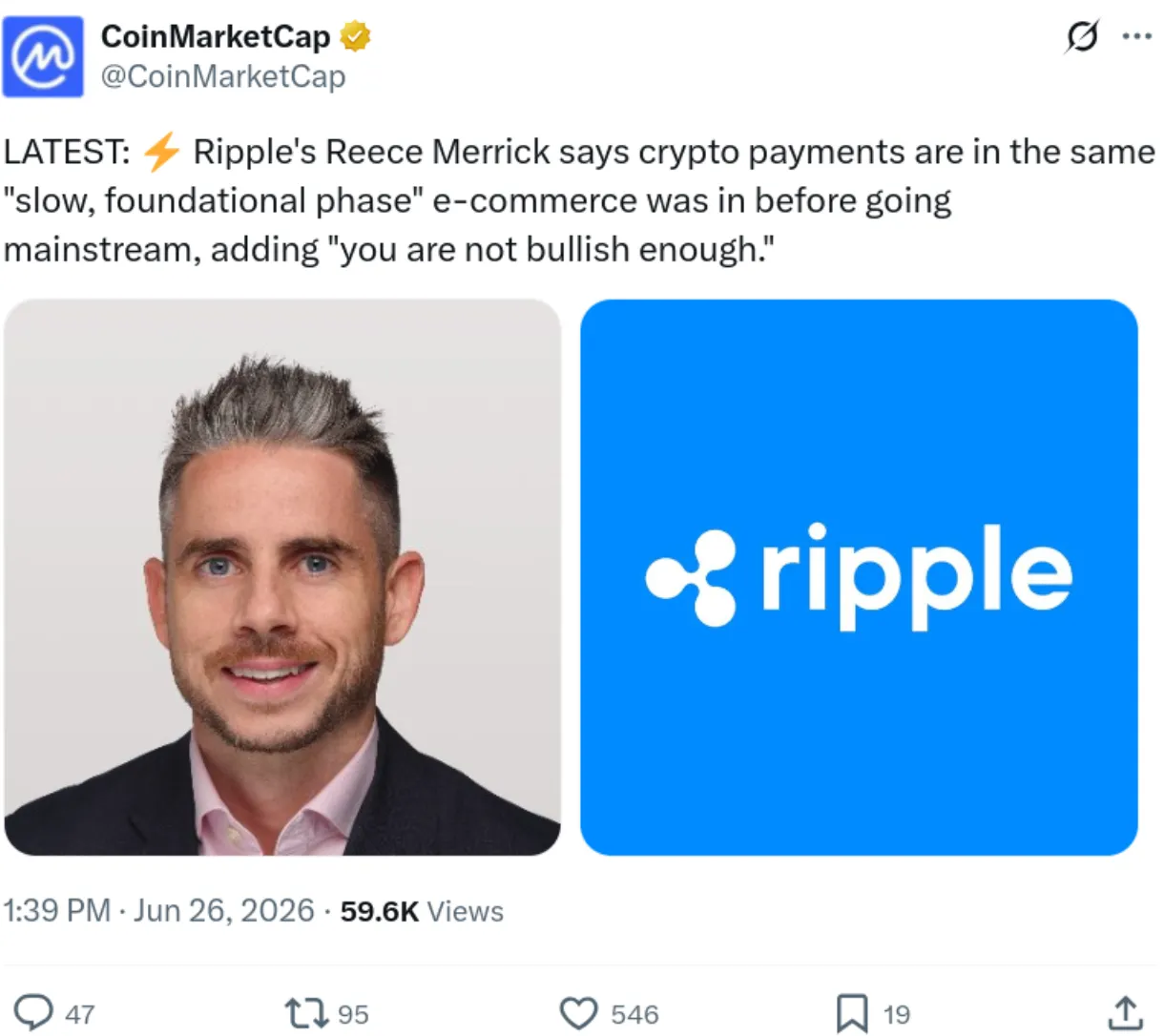 Reece Merrick comparing the current stage of crypto to the early stage of e-commerce.