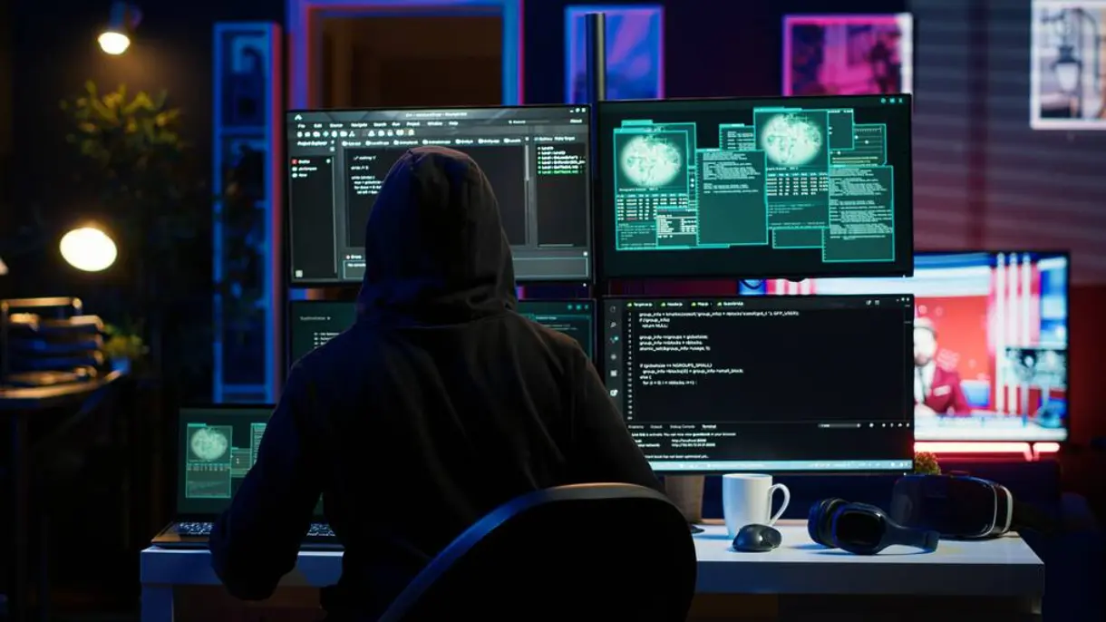 A hacker employing different means to hack into a blockchain.