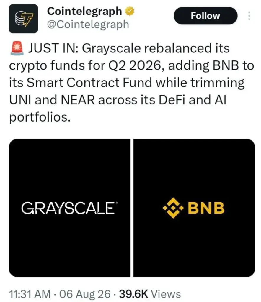 Is Grayscale Turning More Bullish on BNB?