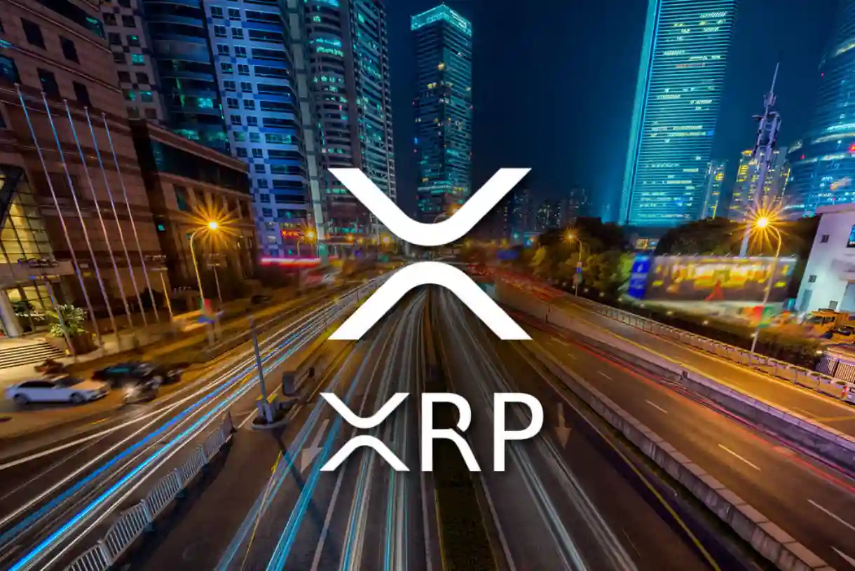 XRP logo at the foreground of a highway.