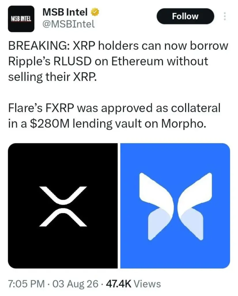 XRP Holders Can Now Borrow RLUSD Without Selling Their Tokens